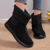 Women's Reversible Knit Flat Ankle Snow Boots | Suede Winter Boots