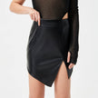 High Fashion Hot Girl Mid Waist Mini Split leather Skirt