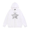 American street Star Printed Hoodie Cardigan unisex for fall winter