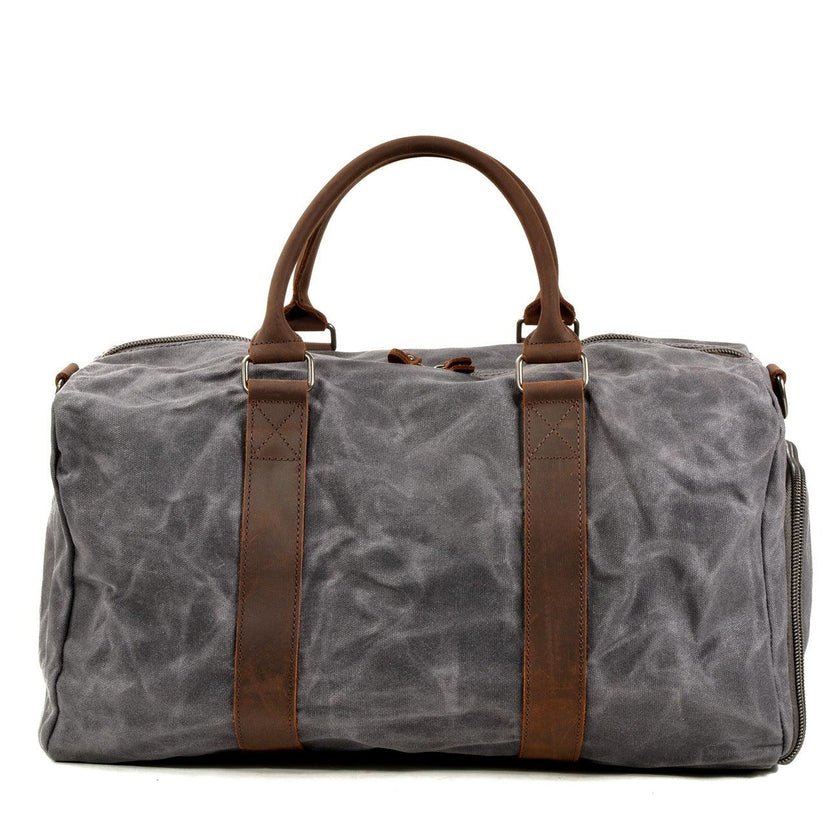 Vintage Canvas Travel Duffel Bag Weekender with Leather Handles Carry On