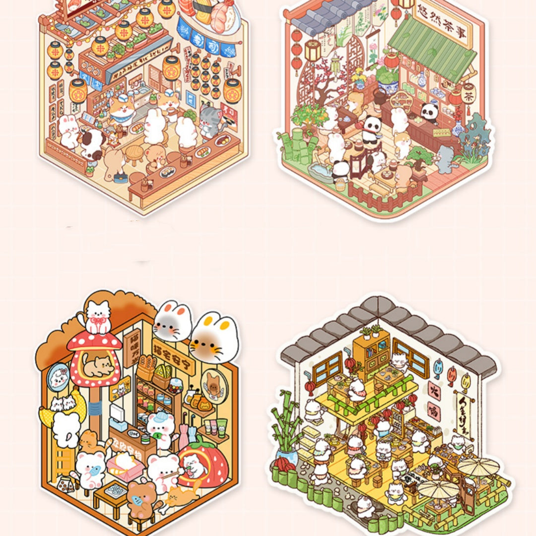 3D Stereoscopic Miniature Scene Sticker Book – Kawaii Landscape Creation Kit