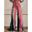 Women's 3D Graphic Print Flare Pants – Plus Size Mid-Waist Wide Leg Printed Trousers