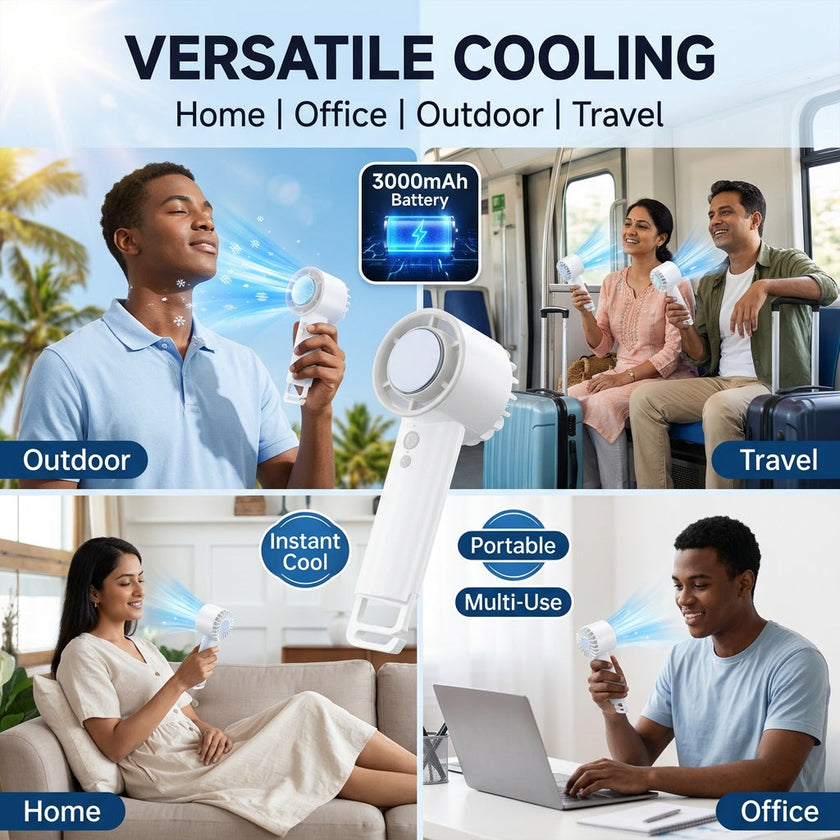 Portable TEC Turbo Fan, 3-in-1 Cooling Fan, High Speed Rechargeable Fan