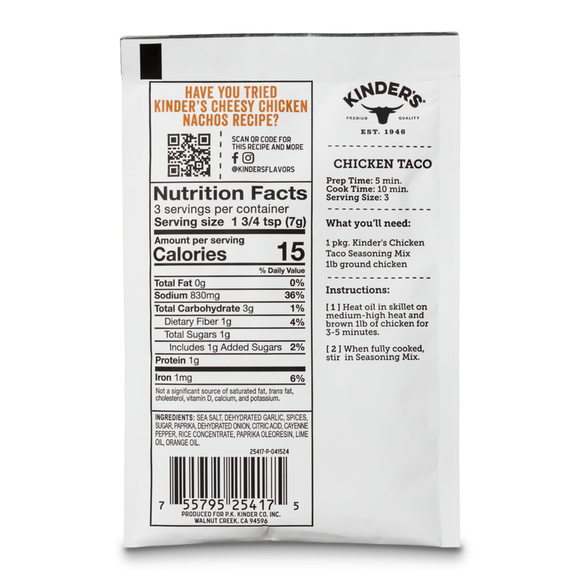 Kinder's Chicken Taco Mexican Seasoning