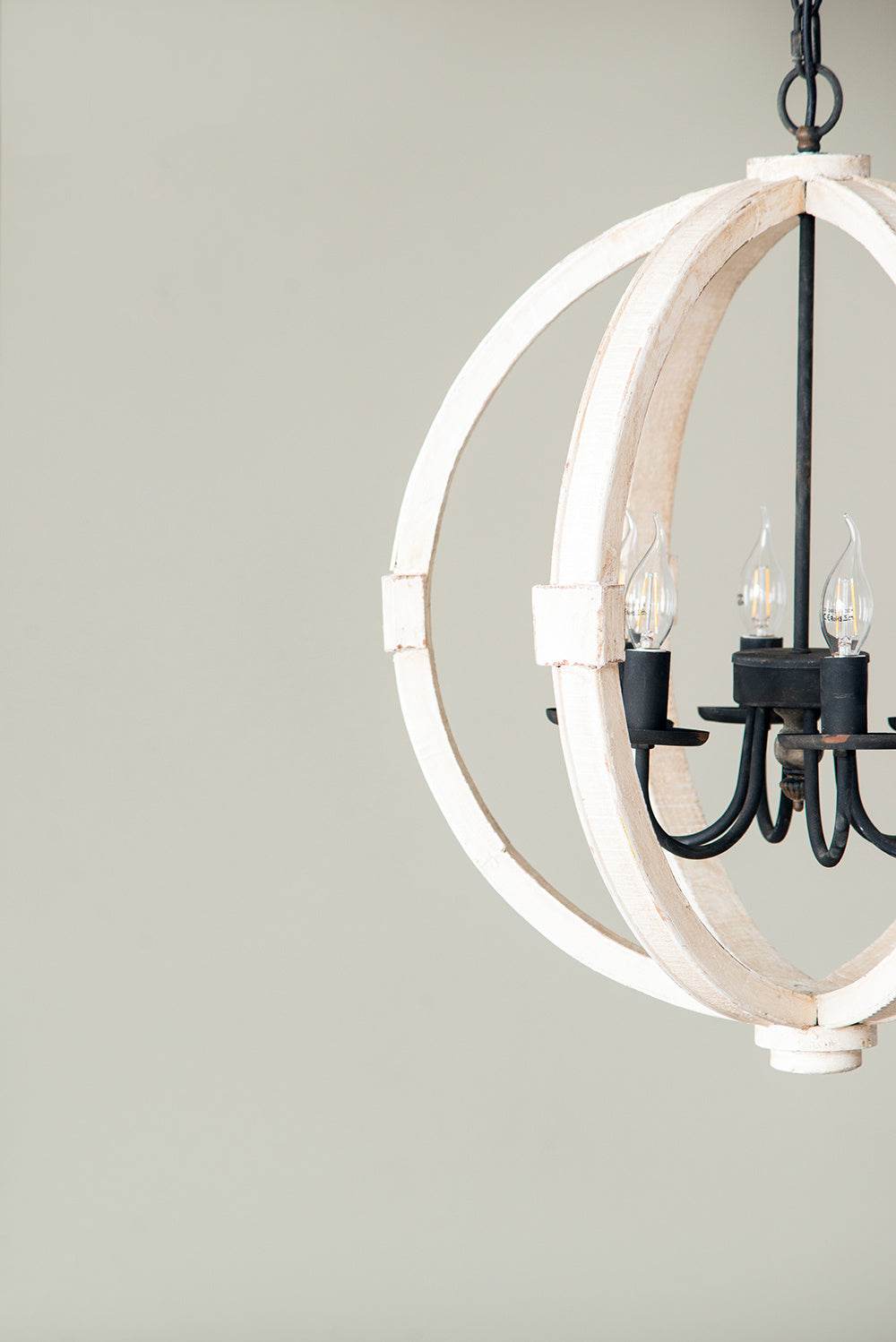 6 - Light Wood Chandelier With Adjustable Chain For Kitchen, Dining Hall Entrance, Bulb Not Included
