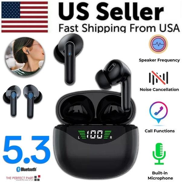 Bluetooth 5.3 Wireless Earbuds Noise Cancelling IPX8 Waterproof TWS Trucker Headset NFC