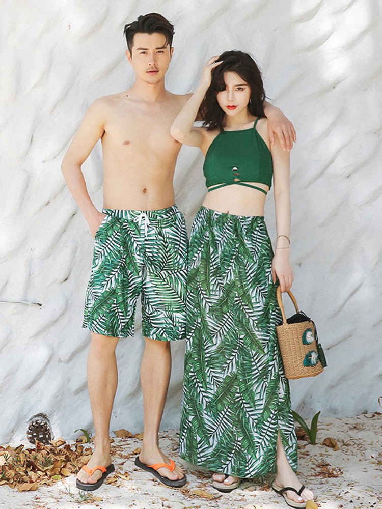 Couple Matching Swimwear Set | Women's Split Bikini & Men's Trunks Canada