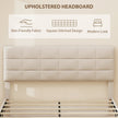 Harper Queen Size Bed Frame with Upholstered Headboard-Cream White