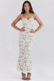 White Lace Wedding Dinner Party Cocktail Bodycon Spaghetti Strap Split Long Dress