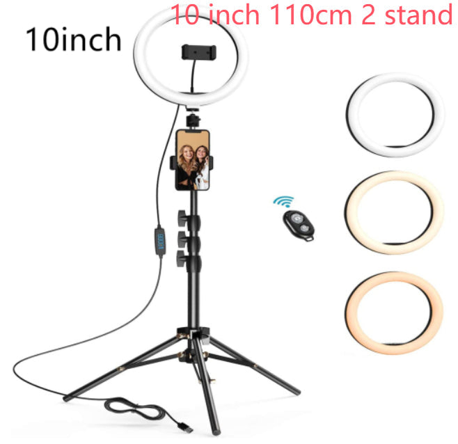 LED Ring Light with Tripod Stand, 8 10 12 inch, USB Powered, Phone Holder and Bluetooth Remote