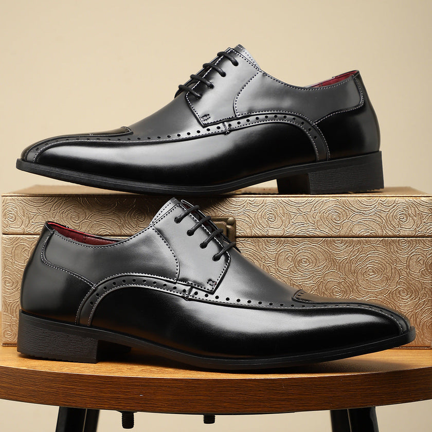 Men's Color Block Business Leather Shoes – Non-Slip Breathable PU, Sizes 39–48 | Canada USA