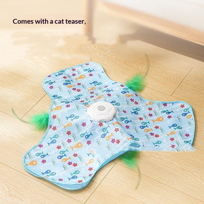 Interactive Hide & Seek Cat Toy – Electric Hunting Dome with Concealed Feather Wand for Indoor Cats