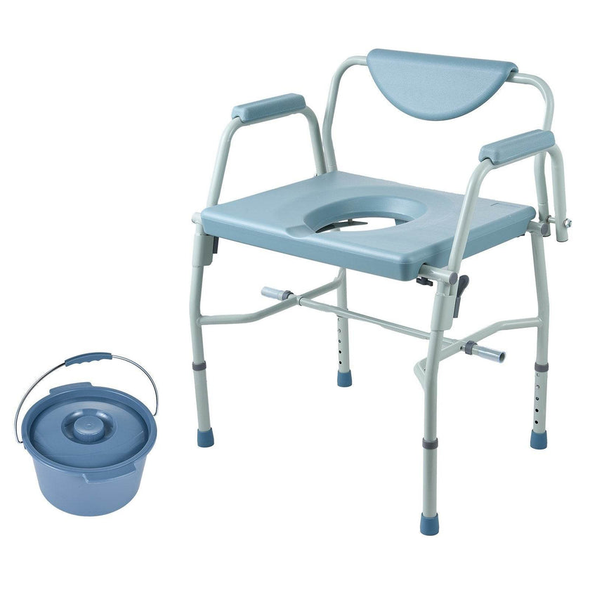 Commode Chair, Bedside Commode With Drop-Down Arms And Detachable Backrest, 5-Level Adjustable Height, 7L Removable Bucket, Easy To Assemble, 1000LBS Capacity, Portable Toilet For Adults Seniors
