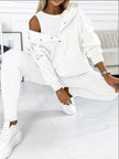 3pcs Women Hoodie Athleisure Outfit set sweatsuit set