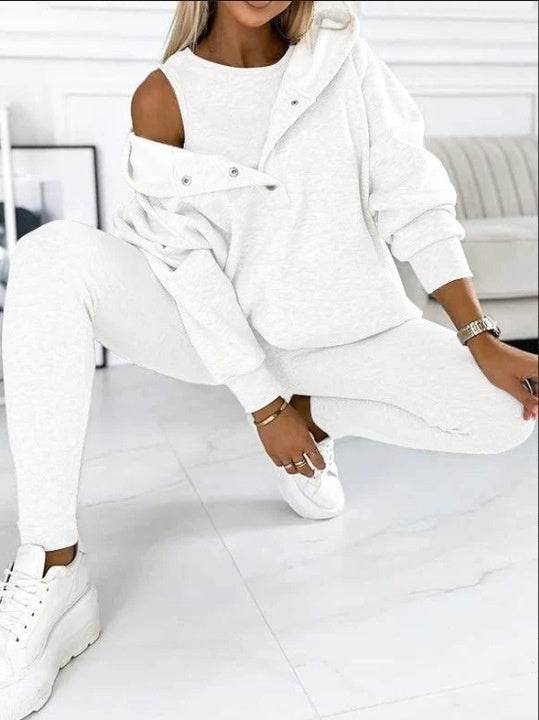 3pcs Women Hoodie Athleisure Outfit set sweatsuit set