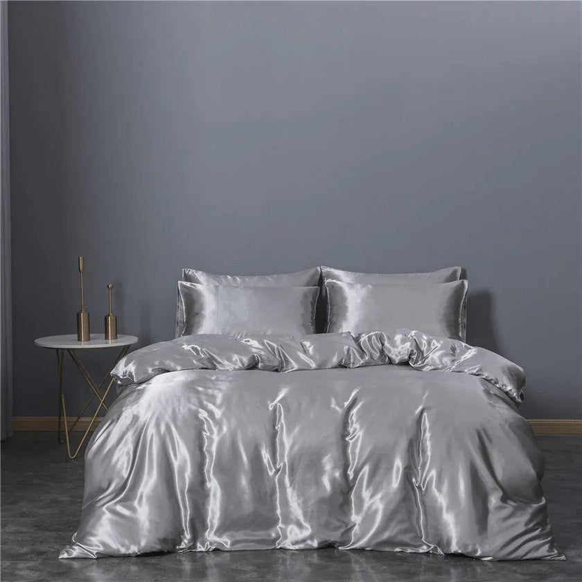 Solid Colour Sanding Washed Cotton Four-piece Duvet Cover Bed Set
