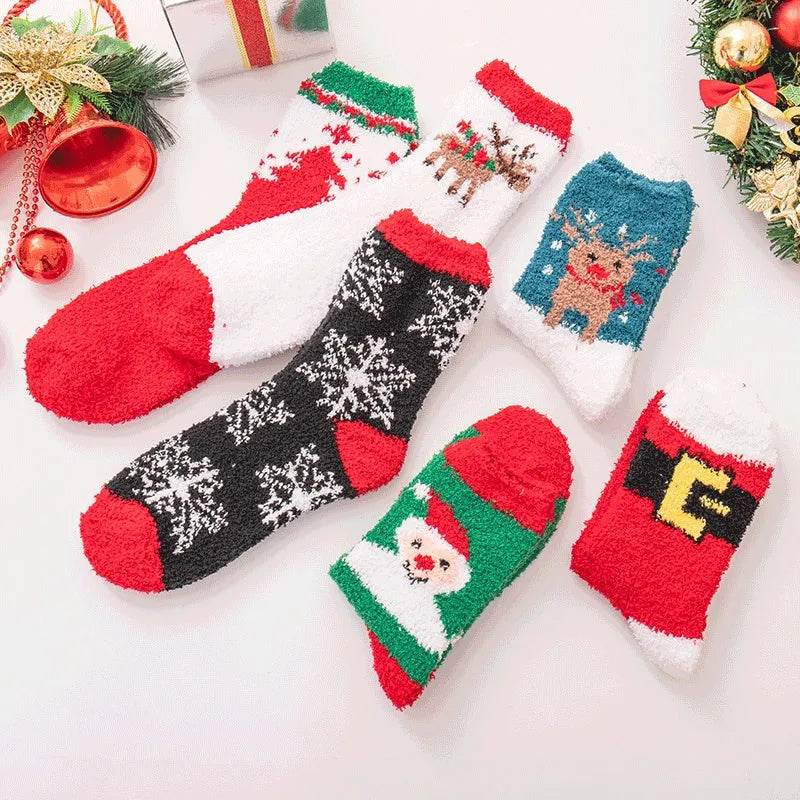 Winter Christmas Stockings Women's Thickened Bow Long Tube Fleece-lined