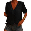 Women Chiffon blouse top  European And American spring summer Embroidered Lace Short-Sleeved Blouse Women