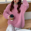 Autumn Winter Mink-like Wool Thick Plush Pullover Sweater for Women