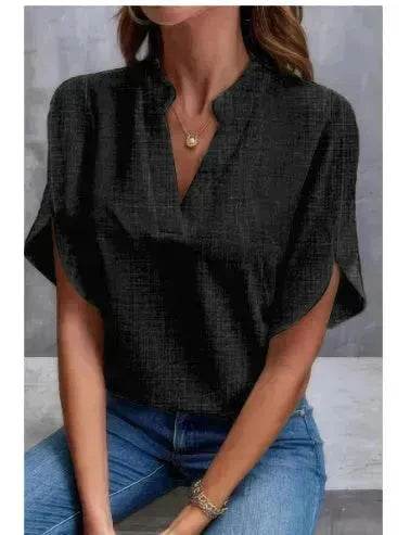Summer Short-sleeved Chiffon Shirt New V-neck blouse Women's Casual Versatile Clothing Evening Tops for Women