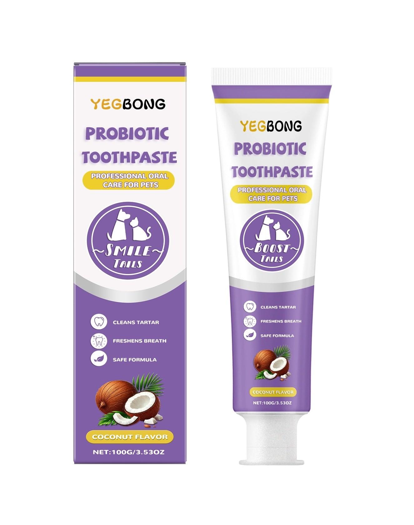 Probiotic Pet Toothpaste – Coconut Flavor Pet Dental Care Toothpaste for Dogs & Cats | Tartar Removal & Fresh Breath
