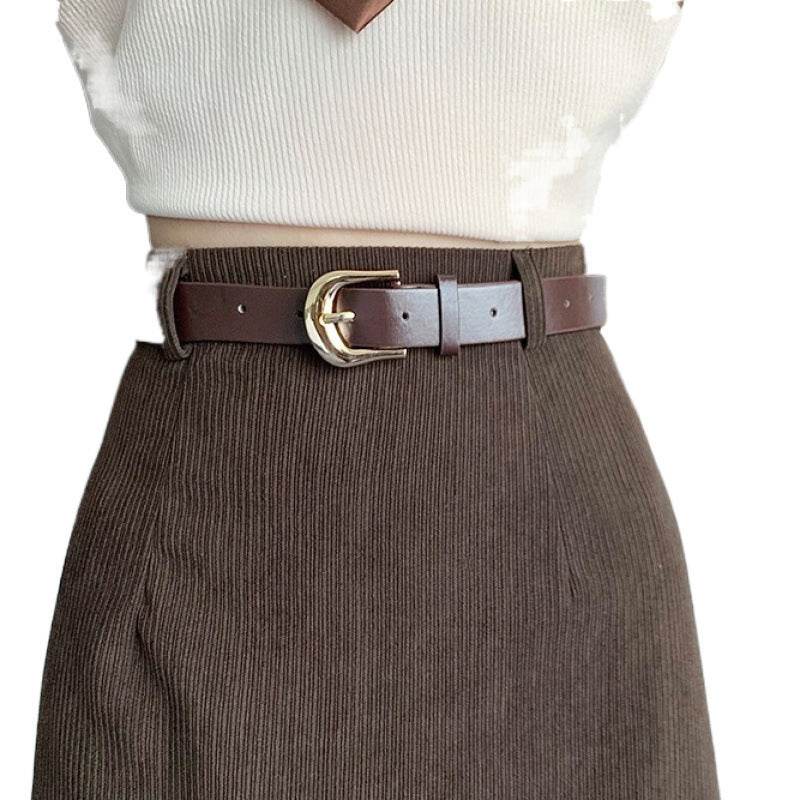 French-style Back slit High waist Midi Corduroy pencil Skirt for women