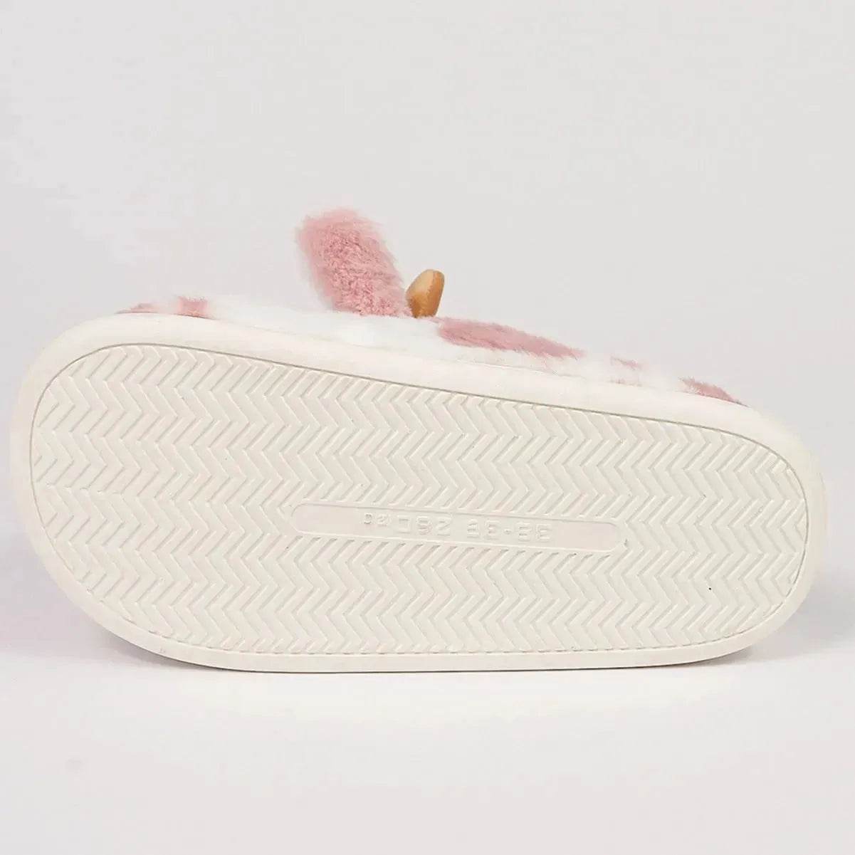 Cute Cartoon Cow Plush Slippers Winter Warm Indoor Bedroom Floor Fuzzy Slipper Couple Non-slip House Shoes