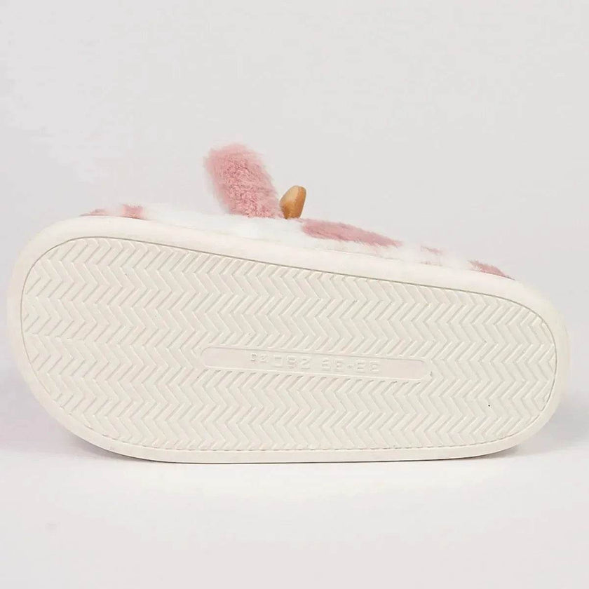 Cute Cartoon Cow Plush Slippers Winter Warm Indoor Bedroom Floor Fuzzy Slipper Couple Non-slip House Shoes