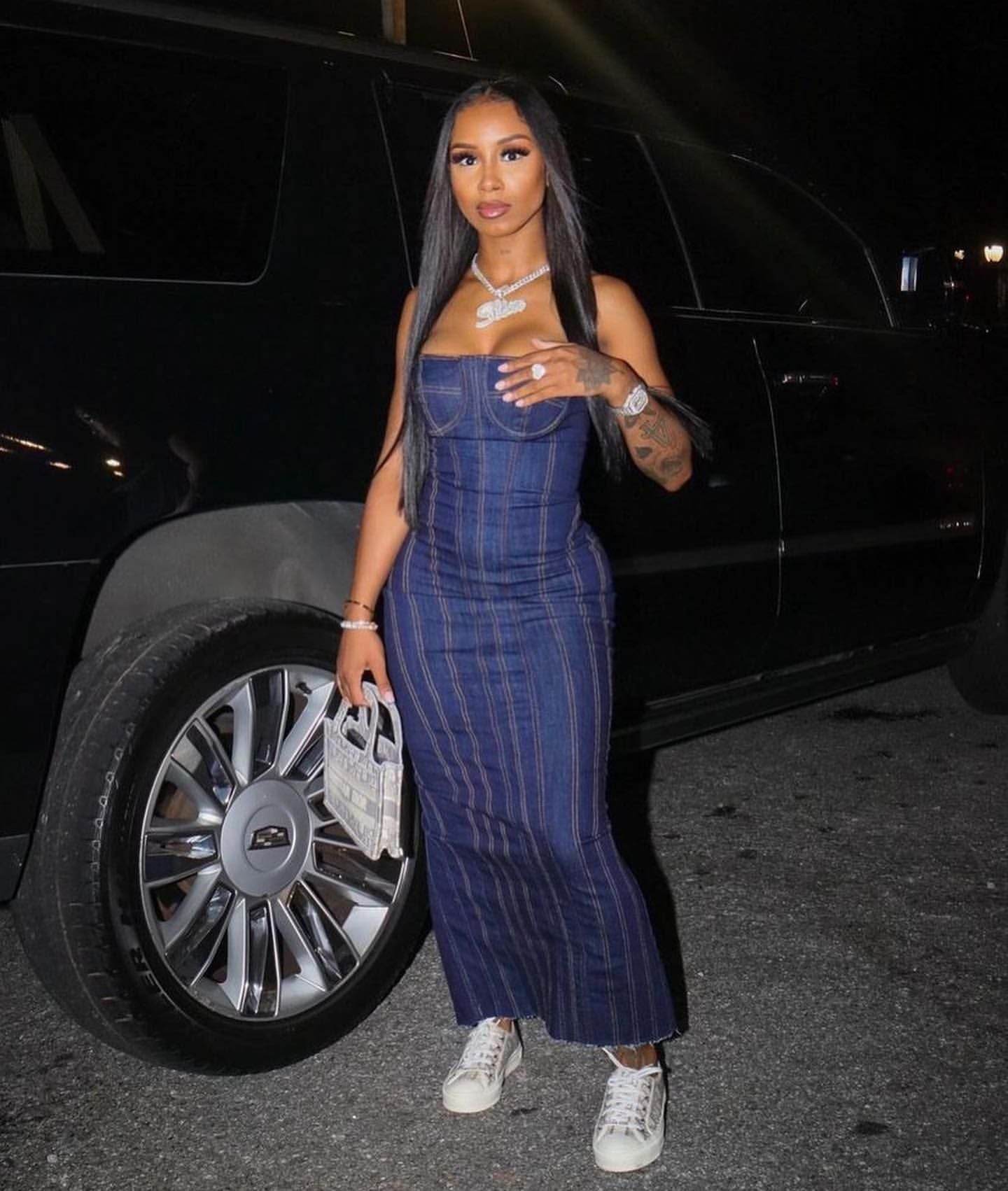 Fashion Strapless Tube Top Denim Long Fitted Jeans Dress