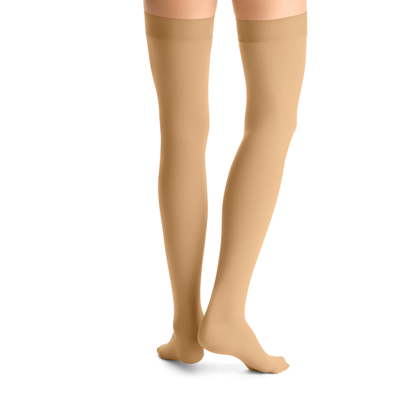 JOBST Opaque Compression Stockings 30-40 mmHg Thigh High Silicone Dot Band Closed Toe