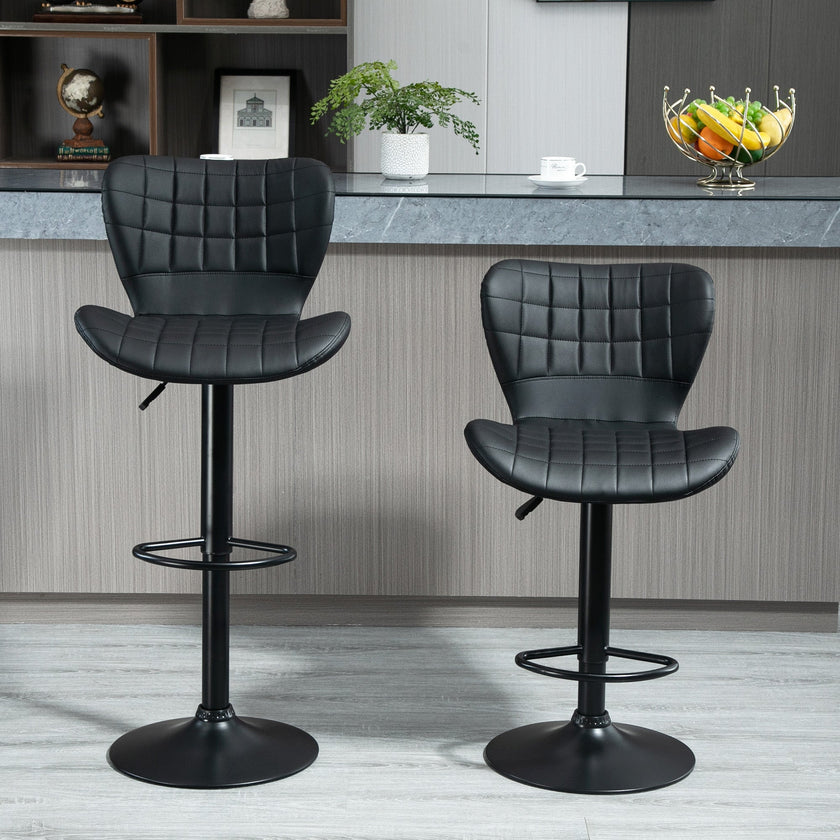 Avion Counter/Barstools with Adjustable Height and Swivel-Set of 2-Black