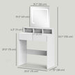 Zee Makeup Vanity Desk with LED Lights-White