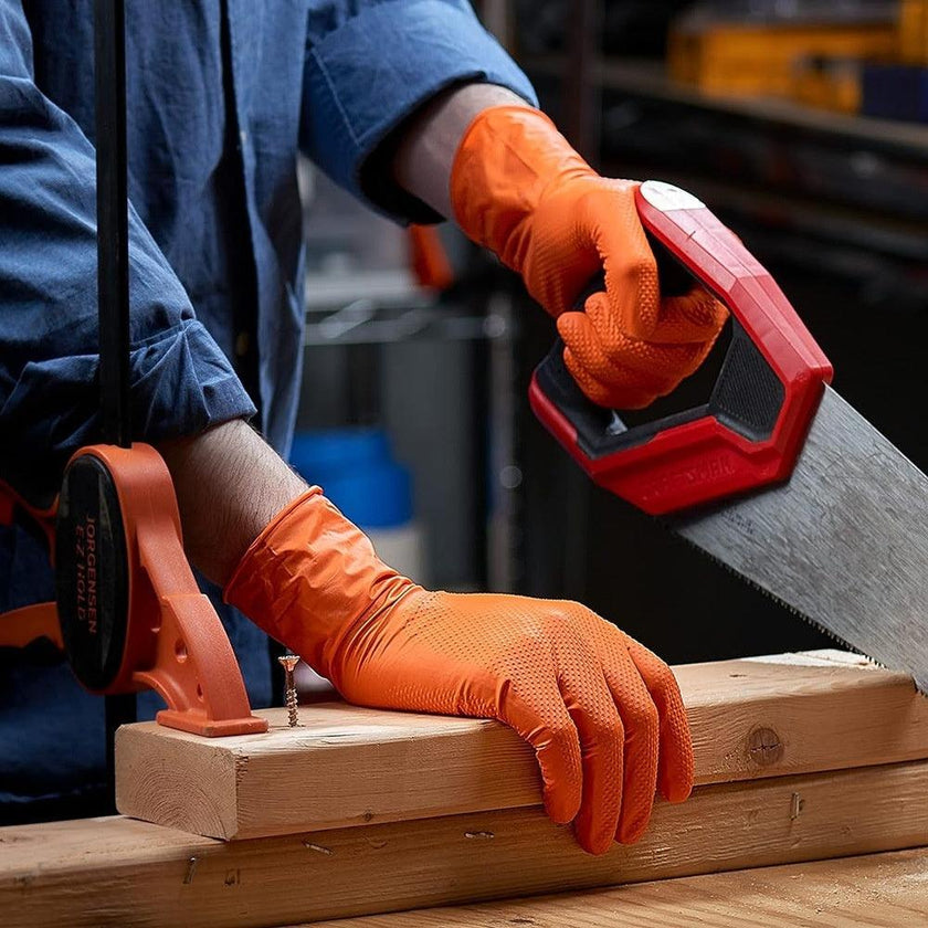 Thickened Diamond-Textured Nitrile Gloves 100 Pack – Heavy-Duty Disposable Gloves for Mechanics, Machinists & Electricians