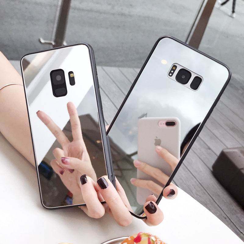 Tempered Glass Mirror Phone Case for Samsung Makeup mirror for Women
