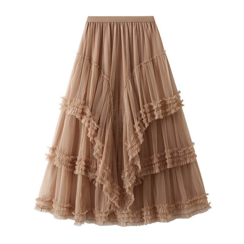 Slimming Multi-layer Gauze Skirt High-grade Midi Tulle Skirt
