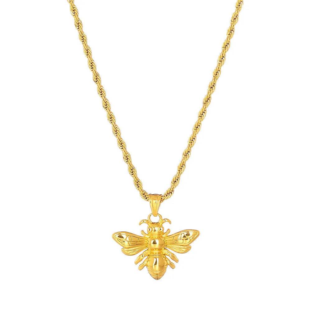 Titanium Steel Bee Necklace Stainless Steel gold