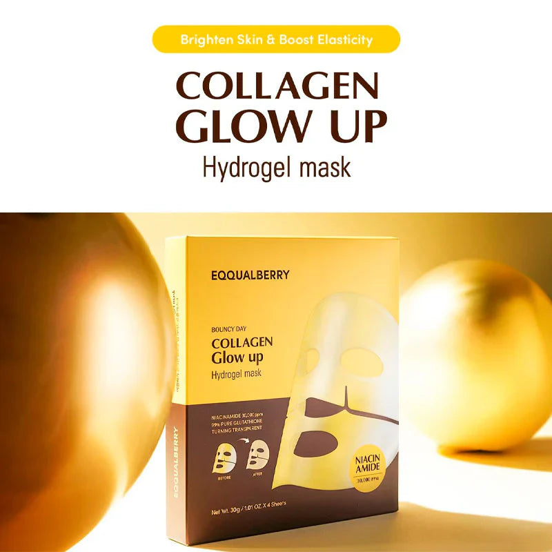 Eqqualberry Collagen Glow up Hydrogel Mask - 1 BOX / 4 PCS