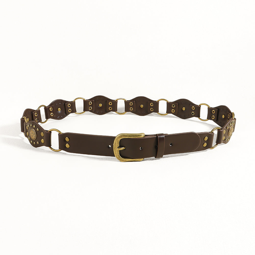 Vintage Riveted Punk Belt – Alloy & PU Unisex Fashion Belt in 110cm & 120cm (12 Styles)