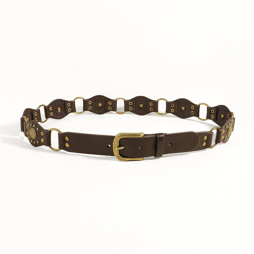 Vintage Riveted Punk Belt – Alloy & PU Unisex Fashion Belt in 110cm & 120cm (12 Styles)