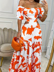 Off Shoulder Summer Maxi Dress Hollow out Cute Flowy dress