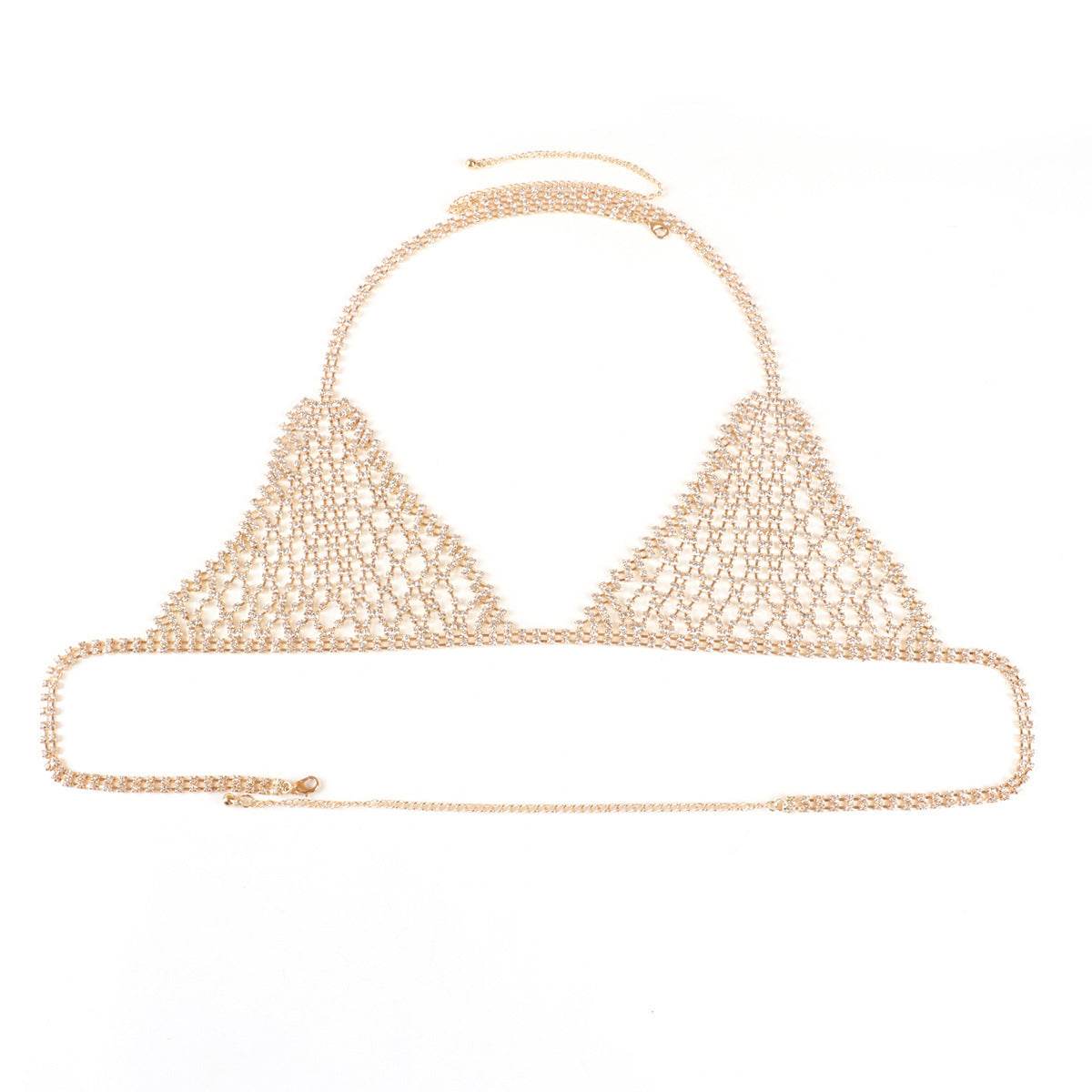 Lingerie Nightclub Body Chains – Diamond Rhinestone Bra and Panties Set