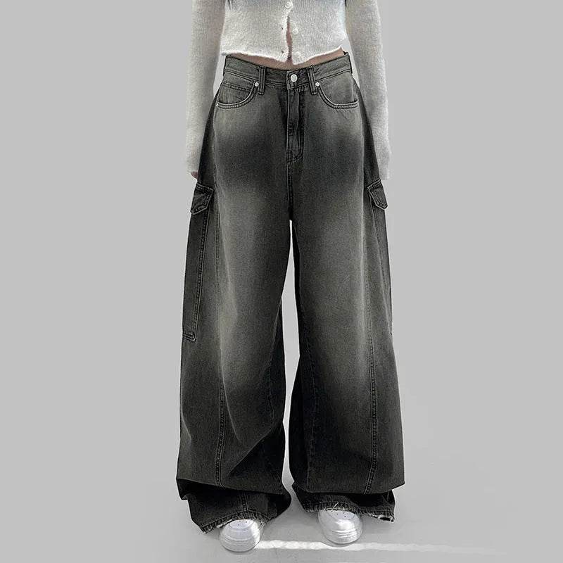 European And American Slimming High Waist Wide Legs Baggy Jeans Pant For Women