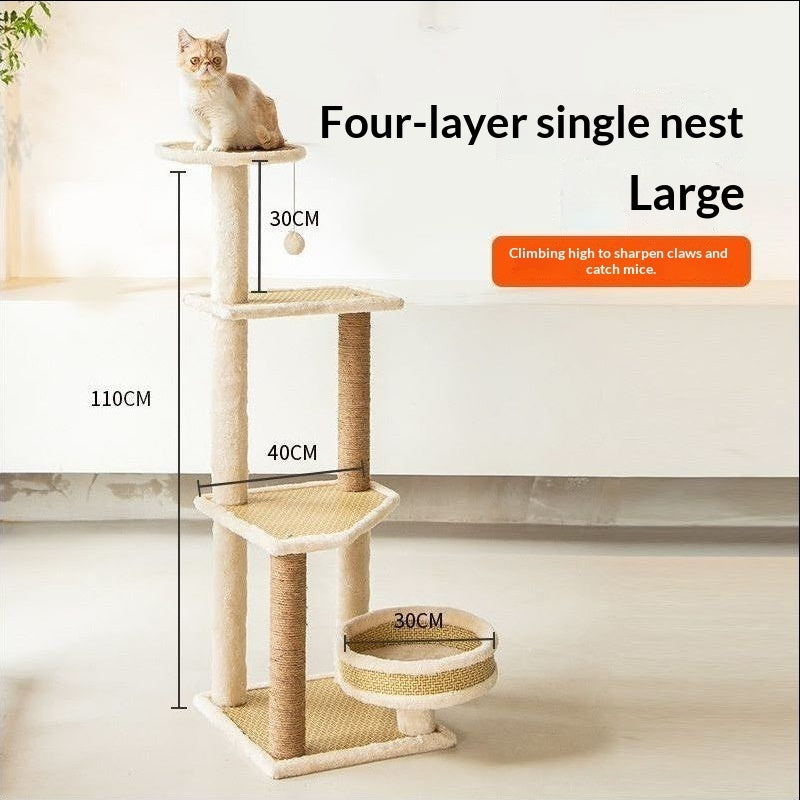 Integrated Cat Bed & Cat Tree Climbing Frame – Multi-Tier Wooden Cat Tower