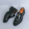 Men's Thick Sole Slip-On Business Casual Leather Shoes | Black, Brown, White | Sizes 38–46