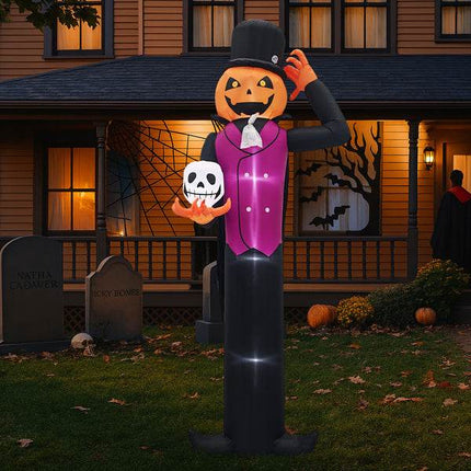 12ft Caped Pumpkin Man, Halloween Inflatable Decoration 12V