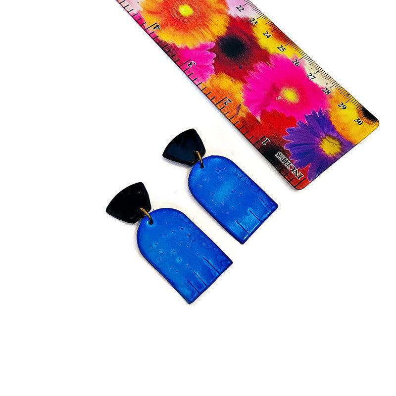 Bold Two-Tone Geometric Earrings, Post or Clip On – 