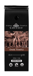 Dark Temple - Whole Bean, Dark French Roast, Certified Organic OCIA/ Fairtrade Coffee 1lb/ 454g