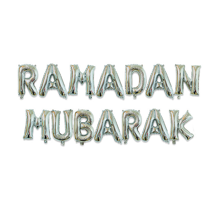 Eid Mubarak Foil Balloon Set – Silver Gold Rose Gold Letter & Crescent Balloons