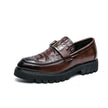 Men's Thick Sole Slip-On Business Casual Leather Shoes | Black, Brown, White | Sizes 38–46