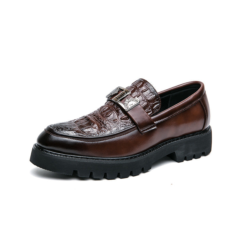 Men's Thick Sole Slip-On Business Casual Leather Shoes | Black, Brown, White | Sizes 38–46